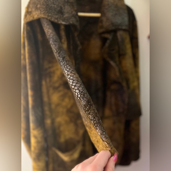 Linda Lundstrom Vintage Reversible Brown Textured Coat & Scarf 14 - Picture 4 of 7